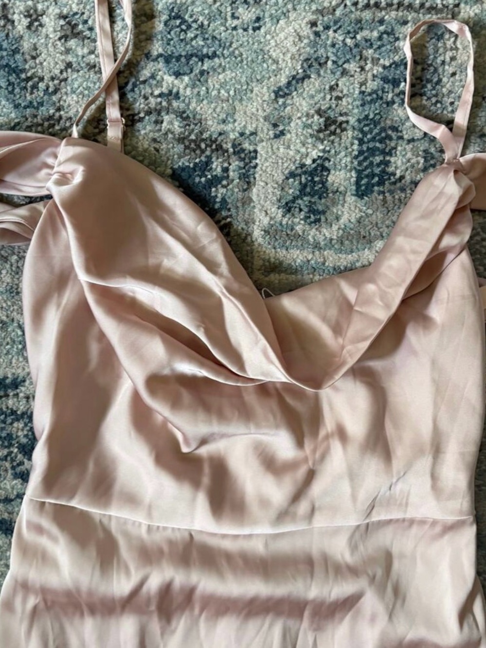 NWT Oh Polly Modern Romance Satin Cowl Neck Midi Dress Blush Pink - Picture 3 of 8